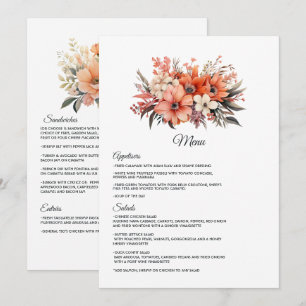 Peach Fuzz Floral Wedding Menu