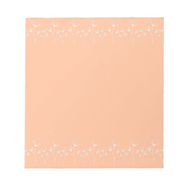 Peach Fuzz Flower Border Customisable & Elegant  Notepad (Front)
