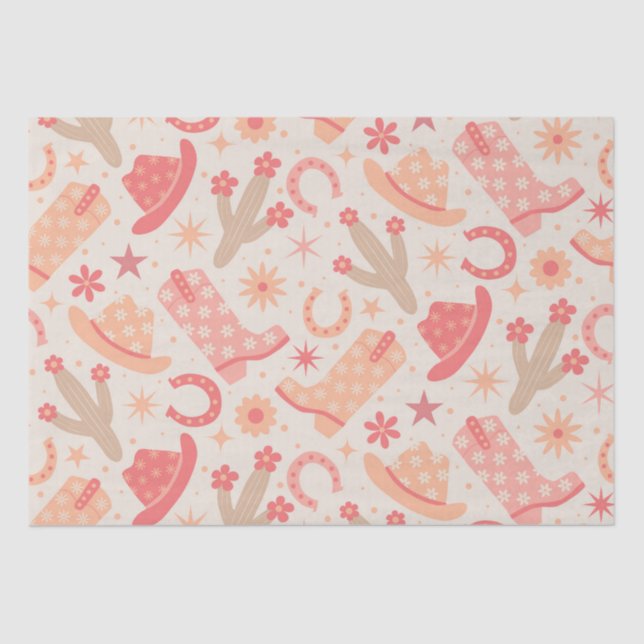 Peach Fuzz Groovy Cowgirl boots and hats Tissue Paper (Front)