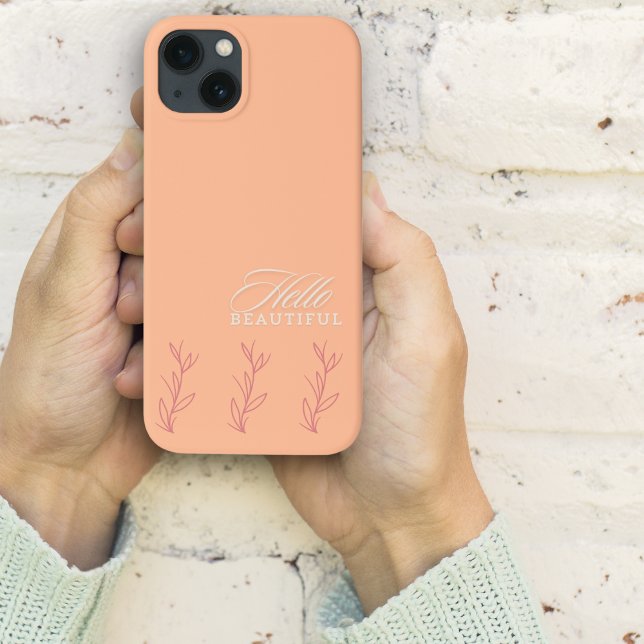 Peach Fuzz Hello Beautiful Minimalist Botanical Case-Mate iPhone Case (Creator Uploaded)