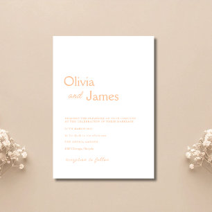 Peach Fuzz Minimalist Elegant Modern Wedding Invitation