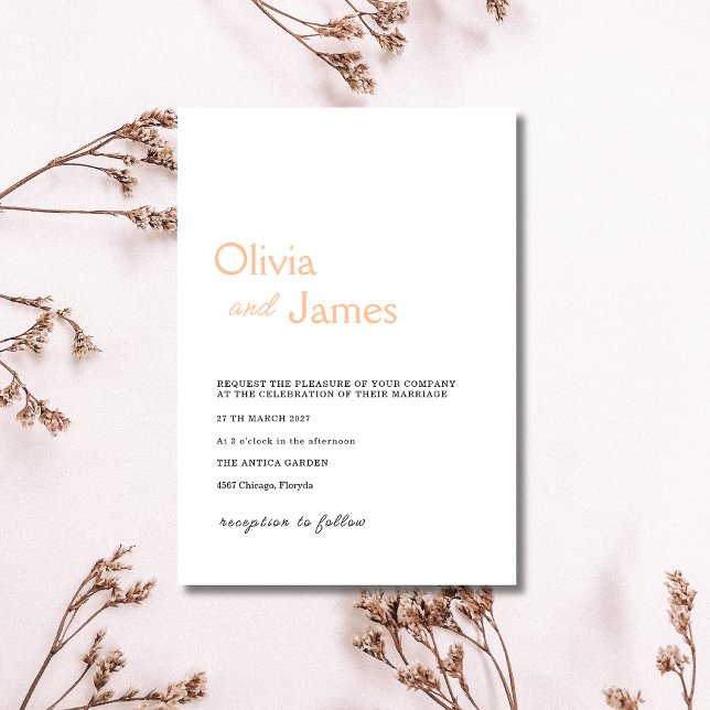 Peach Fuzz Minimalist Elegant Modern Wedding Invitation (Creator Uploaded)