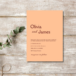 Peach Fuzz Minimalist Elegant Modern Wedding Invitation