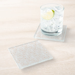 Peach Fuzz Minimalist Trendy Colour Flower Pattern Glass Coaster
