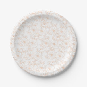 Peach Fuzz Minimalist Trendy Colour Flower Pattern Paper Plate