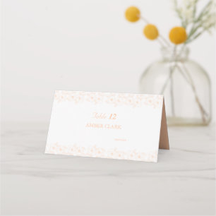 Peach Fuzz Minimalist Trendy Colour Flower Pattern Place Card