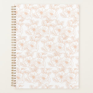 Peach Fuzz Minimalist Trendy Colour Flower Pattern Planner