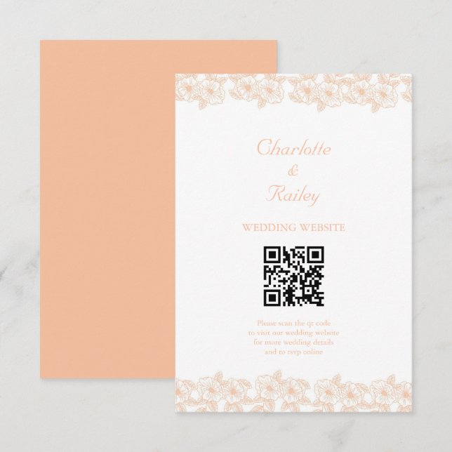 Peach Fuzz minimalist Trendy Flower Pattern Enclosure Card (Front/Back)
