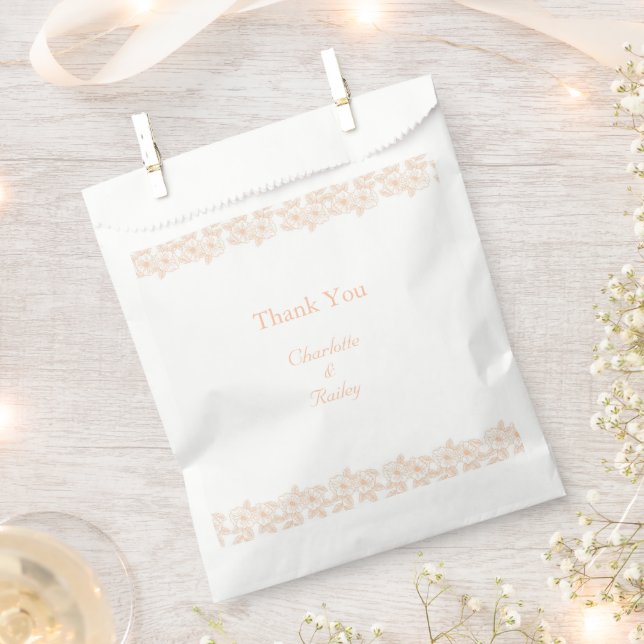 Peach Fuzz minimalist Trendy Flower Pattern Favour Bags (Clipped)