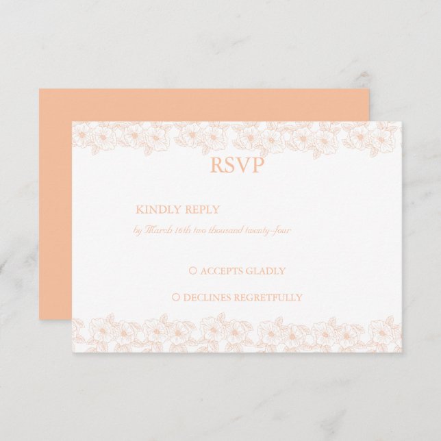 Peach Fuzz minimalist Trendy Flower Pattern RSVP Card (Front/Back)