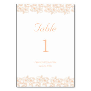 Peach Fuzz minimalist Trendy Flower Pattern Table Number