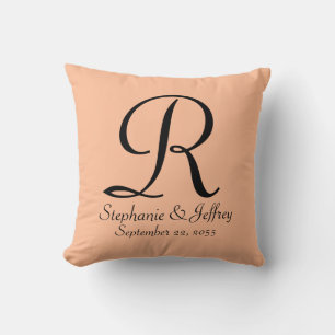 Peach Fuzz Monogram and Names  Cushion