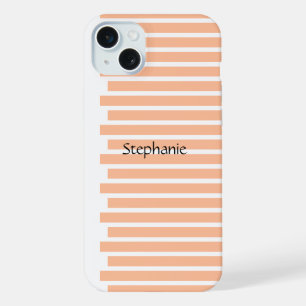 Peach Fuzz Monogram Custom Name Stripes 2024 iPhone 15 Plus Case