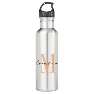 Peach Fuzz Monogram Initial and Name Personalized 710 Ml Water Bottle