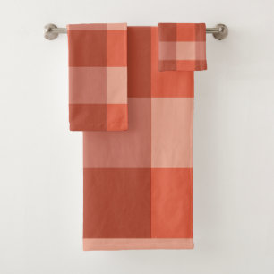 Peach Fuzz Orange Chequerboard Bath Towel Set