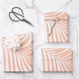 Peach Fuzz Palm Leaf Pattern Tropical Weddings Wrapping Paper Sheet
