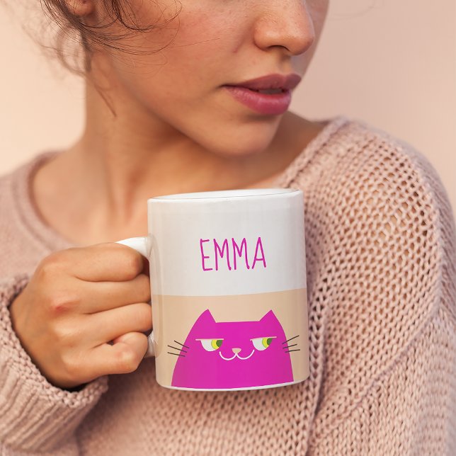 Peach Fuzz Pink Kawaii Cat Coffee Mug (Creator Uploaded)