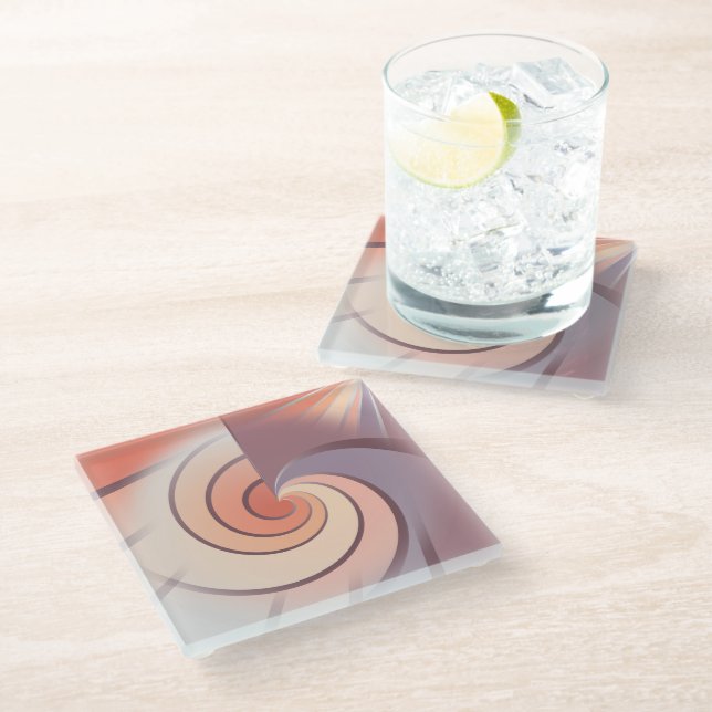 Peach fuzz seashell glass coaster (Angled)