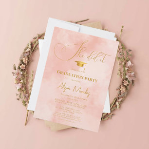 Peach Fuzz Simple Classic Graduation She Did It Invitation