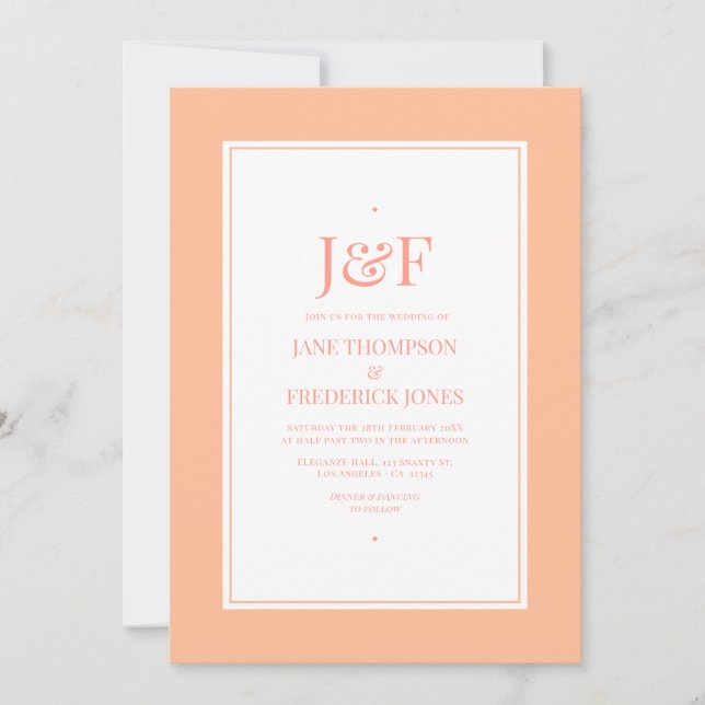 Peach Fuzz Wedding Invitation (Front)