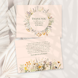 Peach Fuzz Wildflower Meadow Wedding Thank You Card