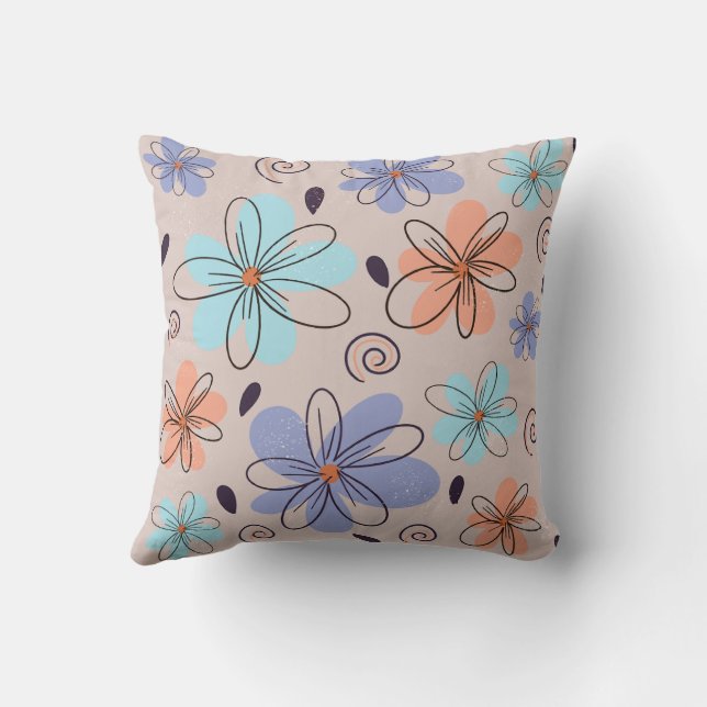 Peach garden floral spring pattern cushion (Back)