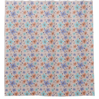 Peach garden floral spring pattern shower curtain