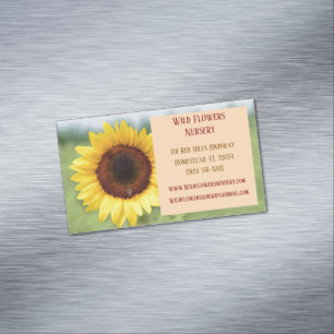 Peach Gardener Landscaper Florist Sunflower Magnetic Business Card