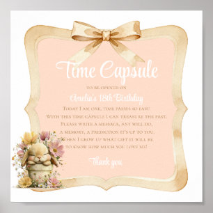 Peach Gingham Bunny 1st Birthday Sign