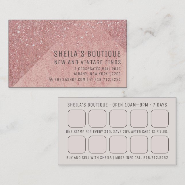 Peach Glitter Custom Reward Business Card (Front/Back)
