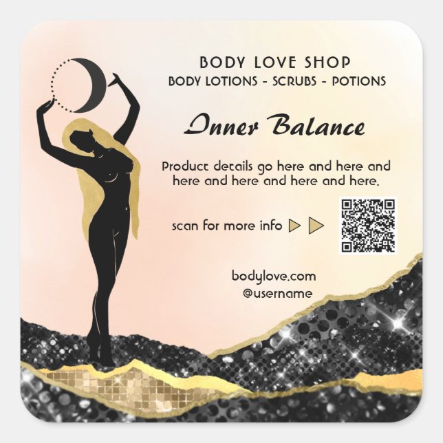 *~* Peach Goddess Ombre  Intention Spell AP24  Squ Square Sticker (Front)