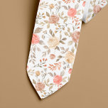 Peach gold blush watercolor roses summer pattern tie<br><div class="desc">Peachy cream,  gold and coral pink vintage watercolor hand painted roses with beige tan foliage and leaves patterned men necktie for a trendy stylish summer outfit.</div>