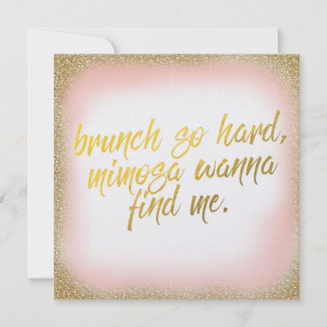 Peach Gold Brunch So Hard Invitation Pearl (Front)