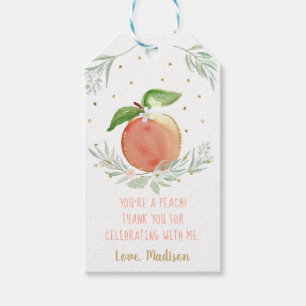 Peach Gold Floral Birthday Thank You Gift Tags