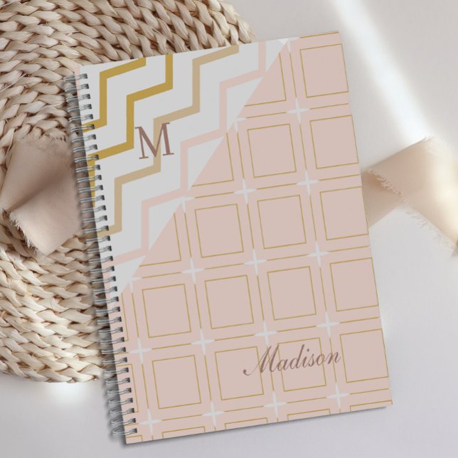 Peach Gold Geometric Trendy Monogram Planner (Creator Uploaded)