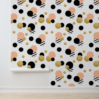 Peach Gold Polka Dot Wallpaper