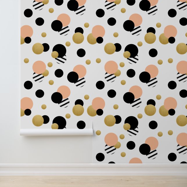 Peach Gold Polka Dot Wallpaper (Application)