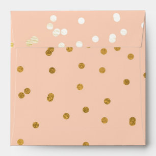 Peach & Gold Shiny Confetti Dots Chic Modern Envelopes