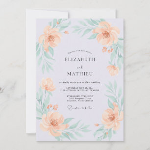 Peach Graceful Watercolor Wedding Invitation