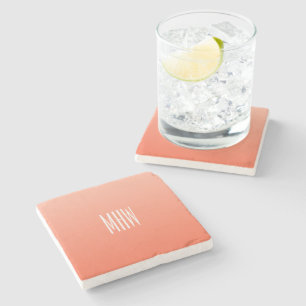 Peach Gradient custom monogram stone coasters