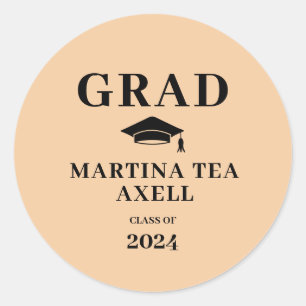 Peach Graduation  Classic Round Sticker
