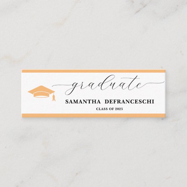 Peach Graduation  Mini Business Card (Front)