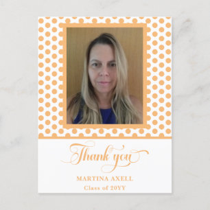 Peach Graduation Thank You Photo Postcard