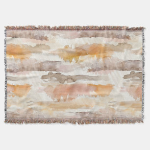 Peach Grapefruit Cream Cocoa Tan Stripes Throw Blanket