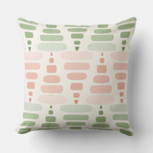 peach green cream Stacked Triangle Blocks Cushion