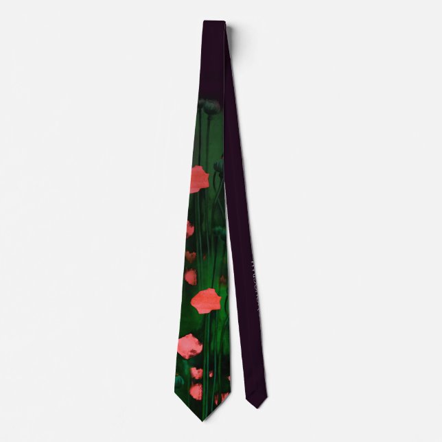 Peach & Green Flowers, Floral Art Template Elegant Tie (Front)