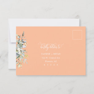 Peach Green Leaves Response Card 3 meal choice