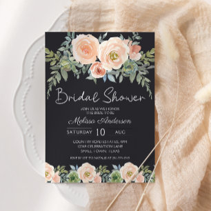 Peach Green Navy Pastel Floral Bridal Shower