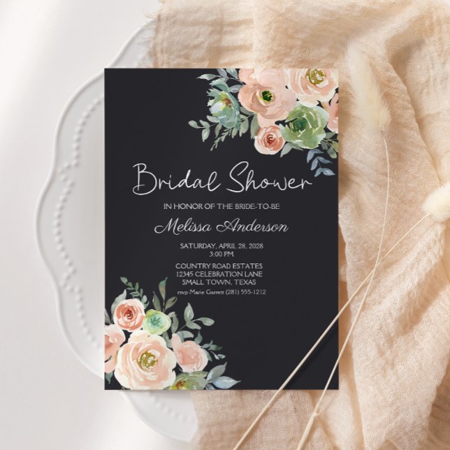 Peach Green Navy Pastel Floral Bridal Shower  (Creator Uploaded)