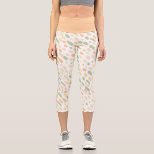 Peach & Green Organic Pattern Capri Leggings